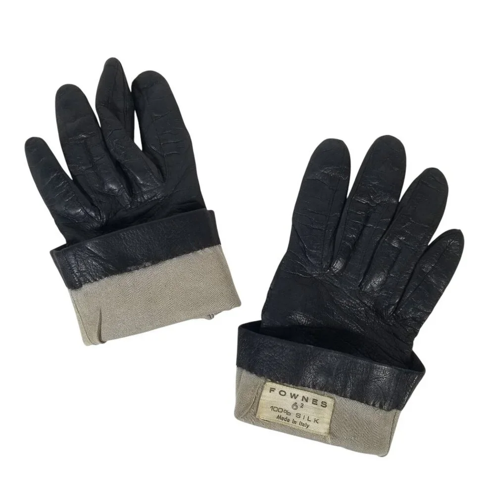 VTG Leather Gloves Fownes Brothers Silk-Lined Wrist Length Small